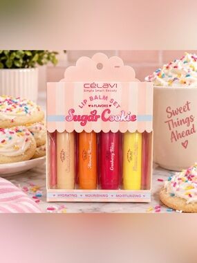 Celavi Sugar Cookie Lip Balm Set - Assorted Colors (4-Pack)
